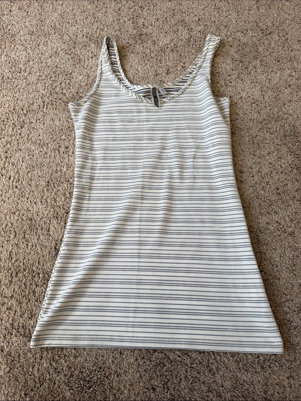 BKE Cream Tank with Thin Black Stripes